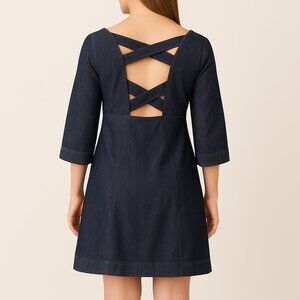 Urban Outfitters Cooperative Denim Mini Shift Dress Criss Cross Back Cutout
